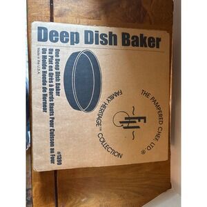 Pampered Chef Deep Dish Baker 1390 Family Heritage Collection Stoneware Tan USA